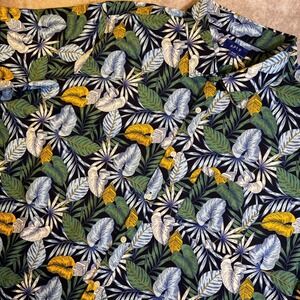 Apt 9 Mens 3XB Tropical Leaf Print Button Up Shirt Short Sleeve Cotton